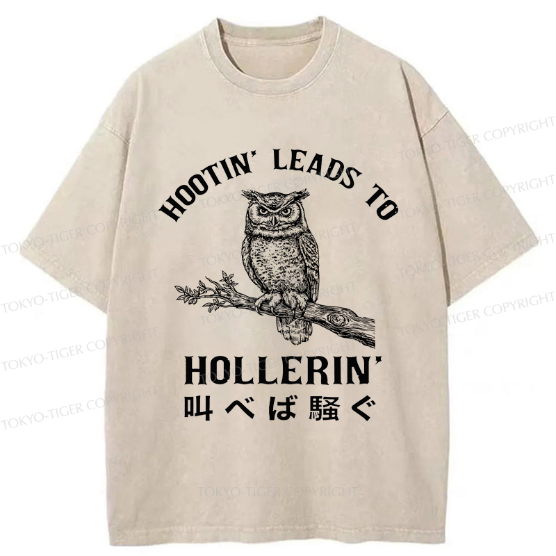 Tokyo-Tiger Hootin' Leads to Hollerin' Funny Owl Washed T-Shirt