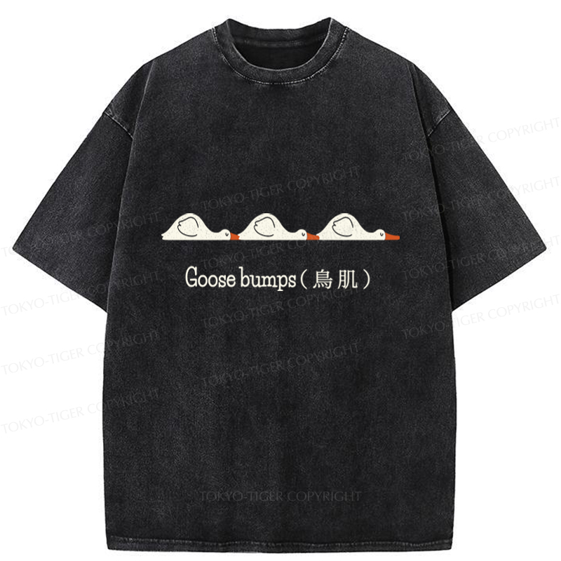 Tokyo-Tiger Funny Goose Bumps Washed T-Shirt