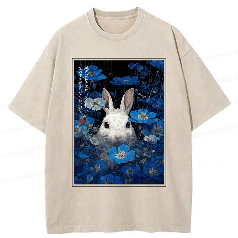 Tokyo-Tiger Whispers Of The Rabbit Among The Flowers Washed T-Shirt