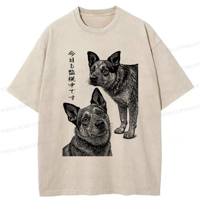 Tokyo-Tiger The Dog is Watching Today Washed T-Shirt