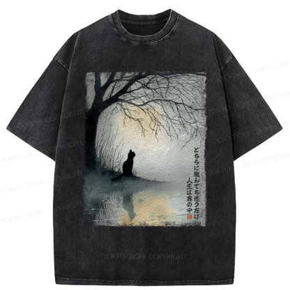Tokyo-Tiger A Cat's Silent Solitude Washed T-Shirt