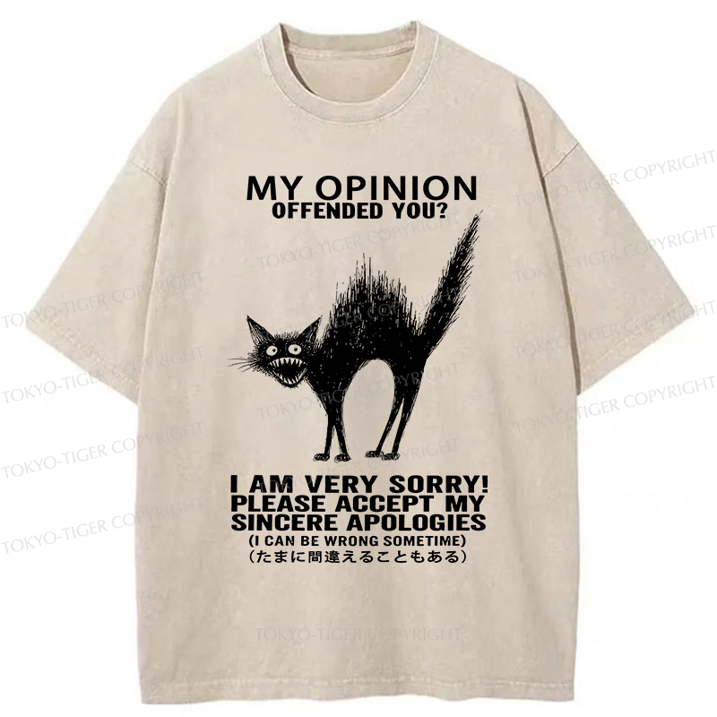 Tokyo-Tiger No Offense Cat Washed T-Shirt