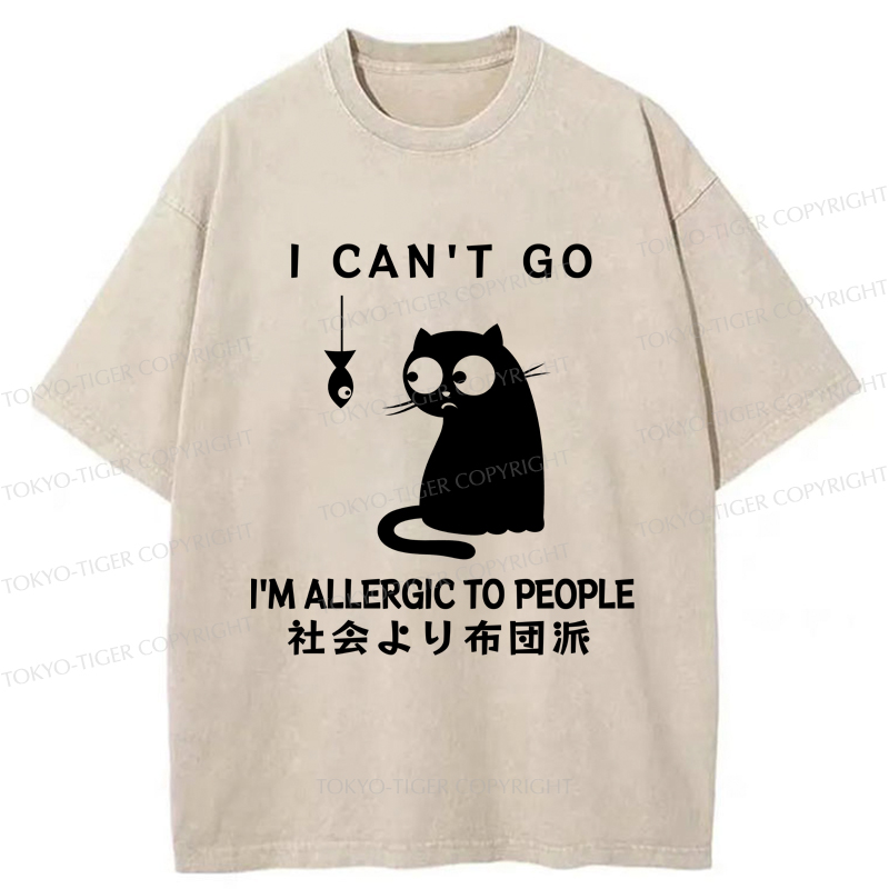 Tokyo-Tiger Cats Allergic To Humans Washed T-Shirt