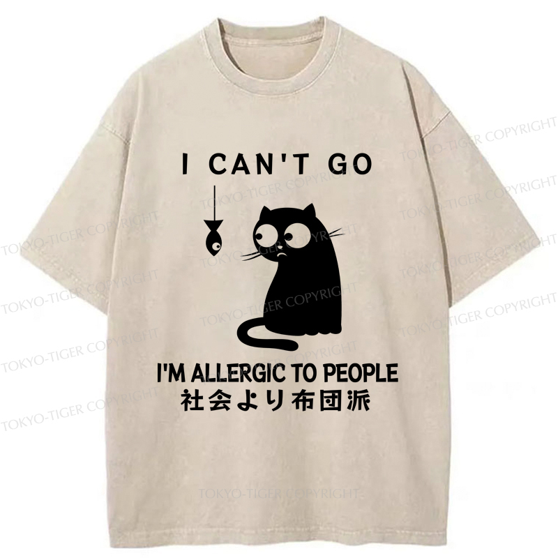 Tokyo-Tiger Cats Allergic To Humans Washed T-Shirt