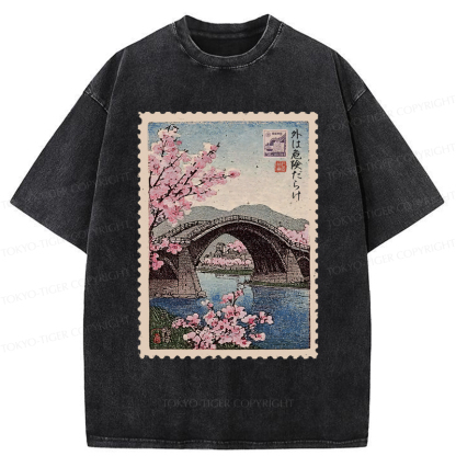 Tokyo-Tiger Vintage Attraction Stamp Washed T-Shirt