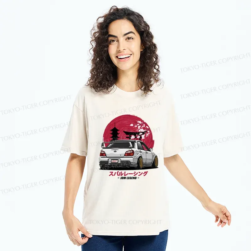 Tokyo-Tiger Japanese Retro Car Washed T-Shirt