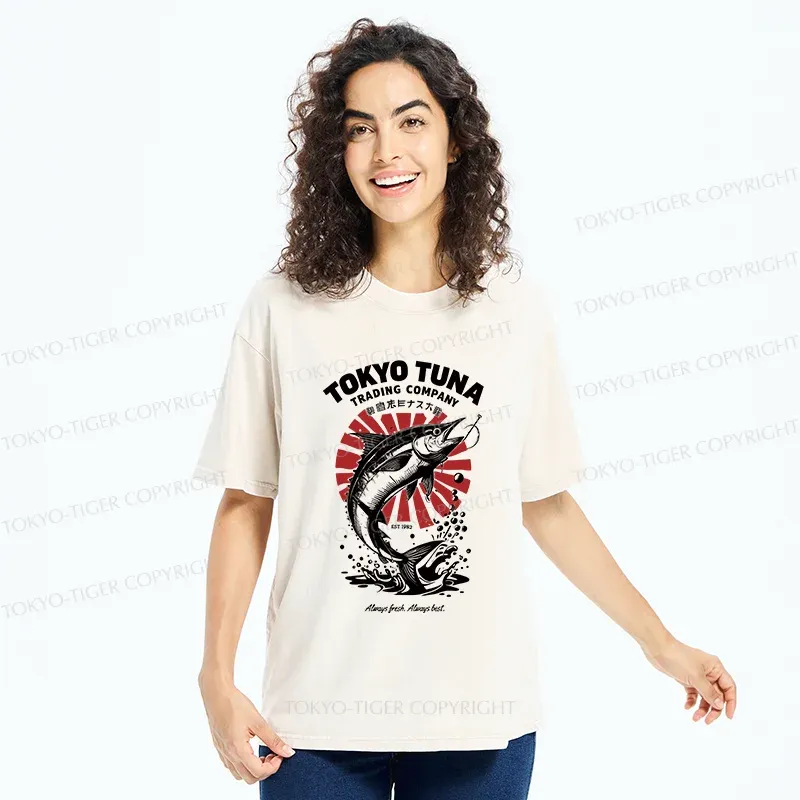 Tokyo-Tiger Tokyo Fishing Activities Washed T-Shirt
