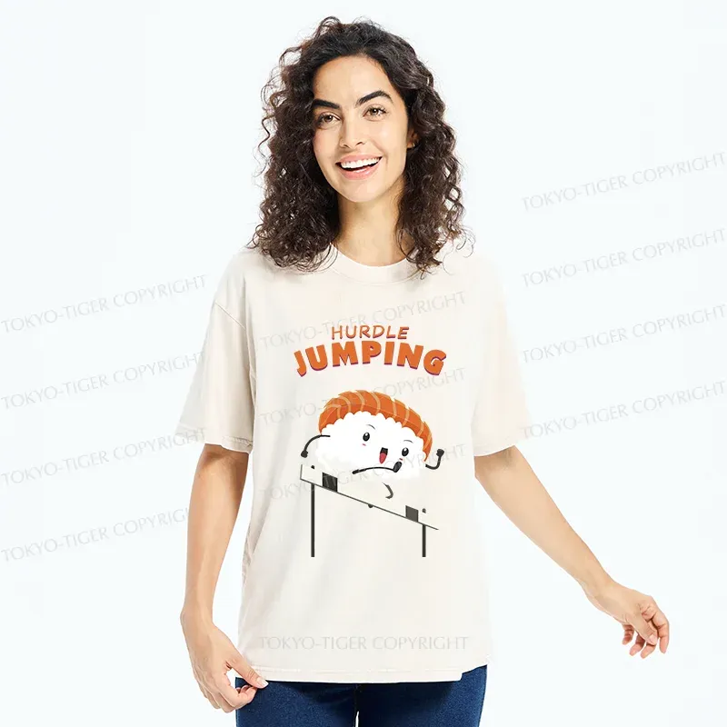 Tokyo-Tiger Hurdle Sushi Washed T-Shirt