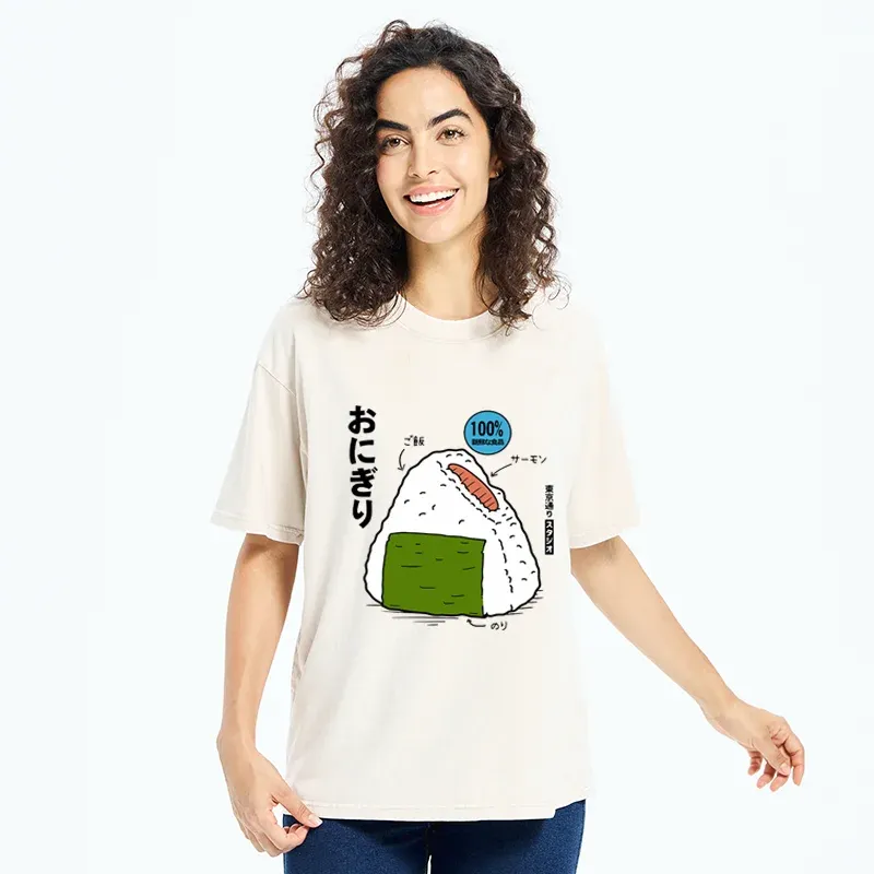 Tokyo-Tiger Delicious Onigiri Washed T-Shirt