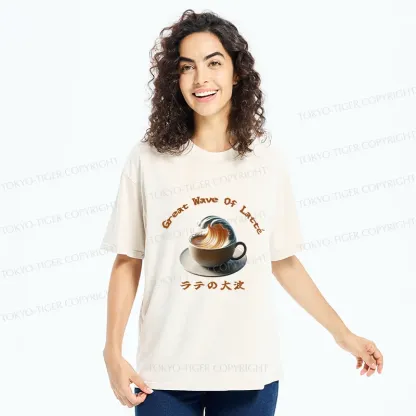 Tokyo-Tiger Latte Wave Washed T-Shirt