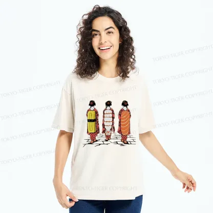 Tokyo-Tiger Sushi Japanese Girl Washed T-Shirt