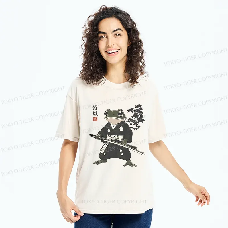 Tokyo-Tiger Samurai Frog Washed T-Shirt