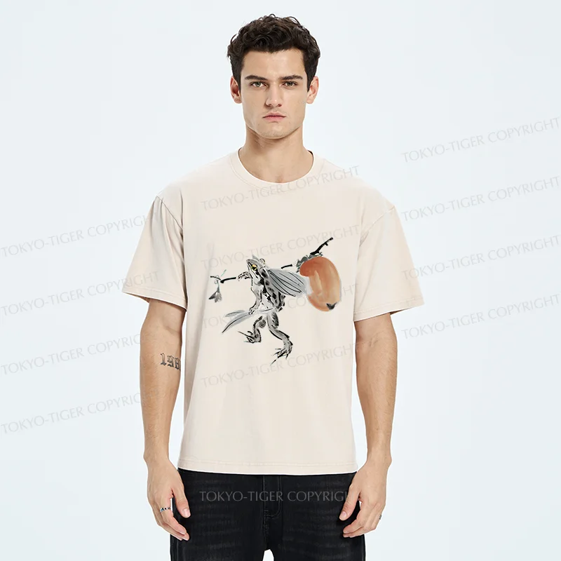 Tokyo-Tiger Frog About To Travel Washed T-Shirt