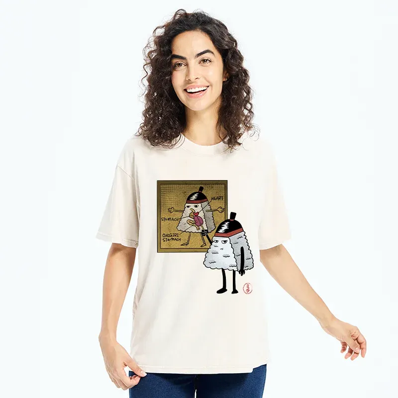 Tokyo-Tiger Onigiri Biology Lesson Washed T-Shirt