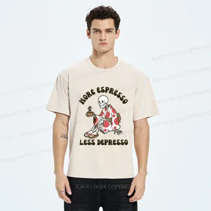 Tokyo-Tiger Skeleton Drinking Coffee Washed T-Shirt