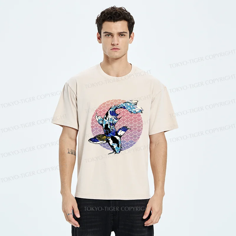 Tokyo-Tiger Vintage Japanese Koi Washed T-Shirt