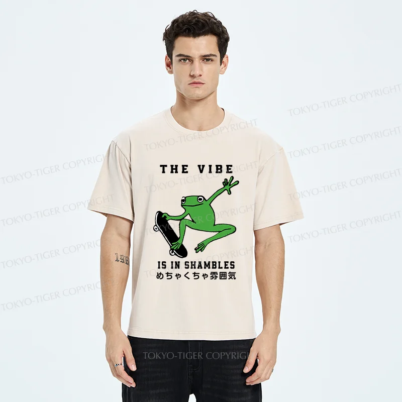 Tokyo-Tiger Frog Skateboard Washed T-Shirt