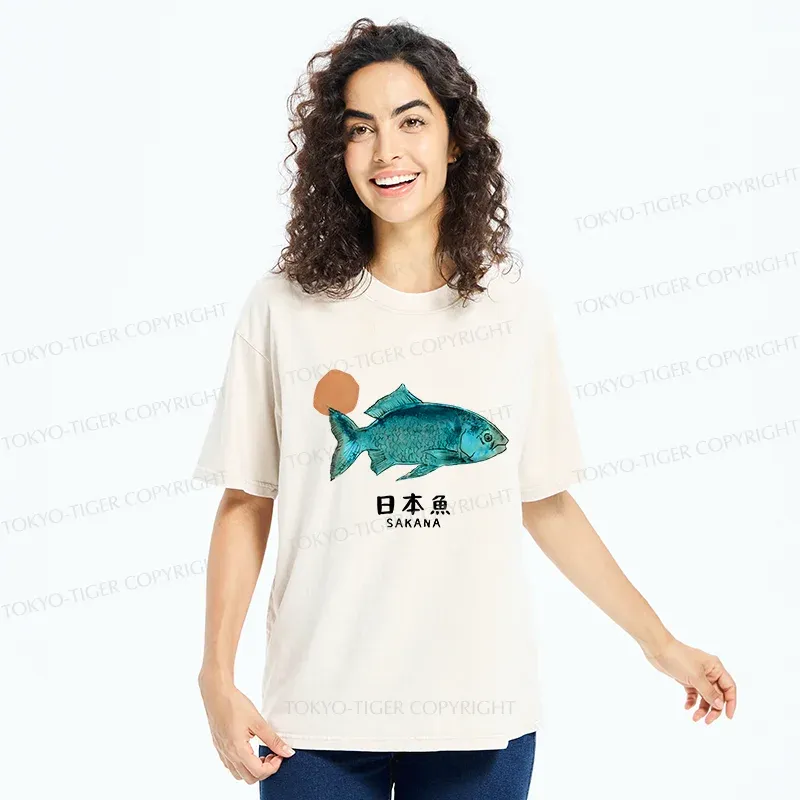 Tokyo-Tiger Japanese Fish Washed T-Shirt