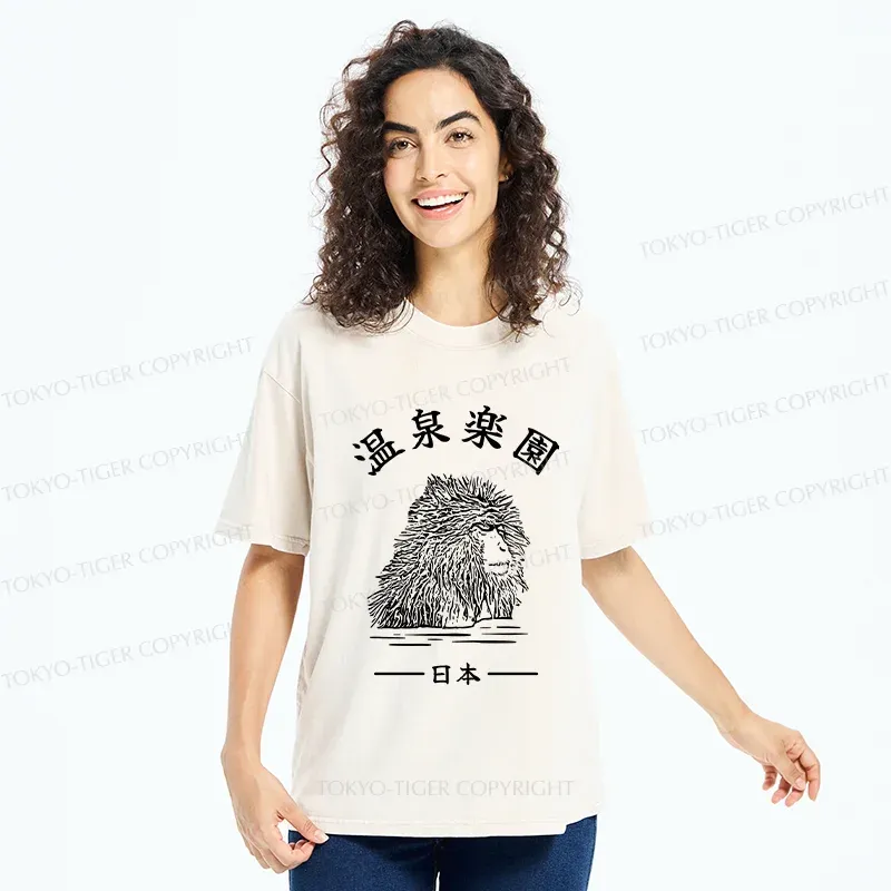 Tokyo-Tiger Hot Spring Monkey Washed T-Shirt