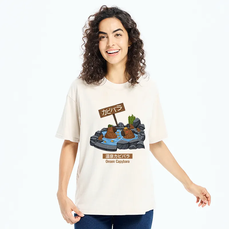 Tokyo-Tiger Onsen Capybara Washed T-Shirt