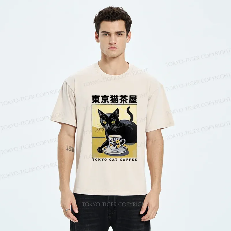 Tokyo-Tiger Japanese Cat Cafe Washed T-Shirt