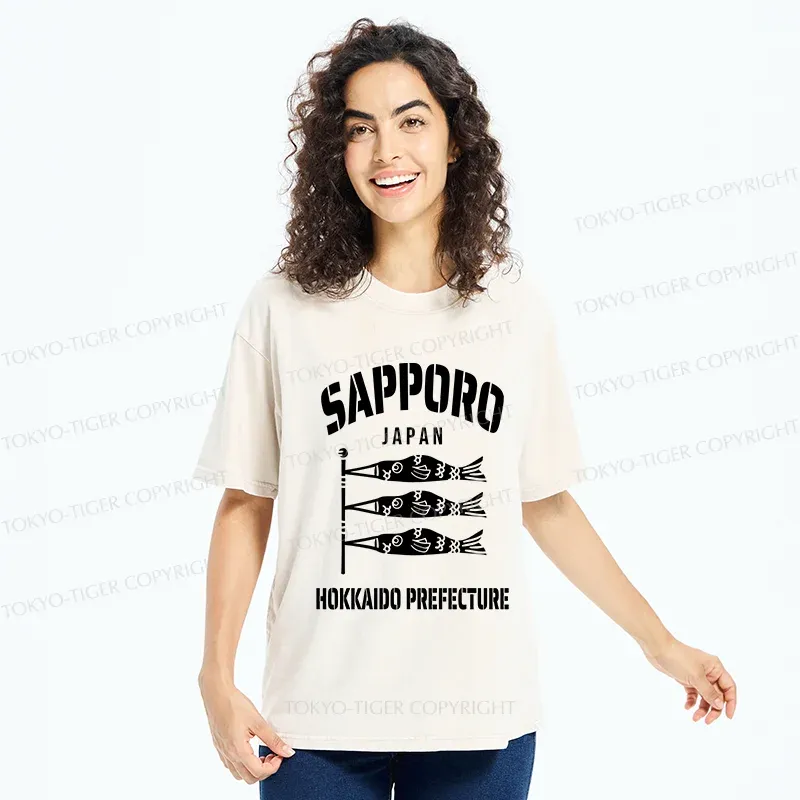 Tokyo-Tiger Sapporo Carp Streamer Washed T-Shirt