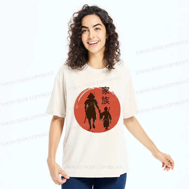 Tokyo-Tiger Samurai Family Washed T-Shirt