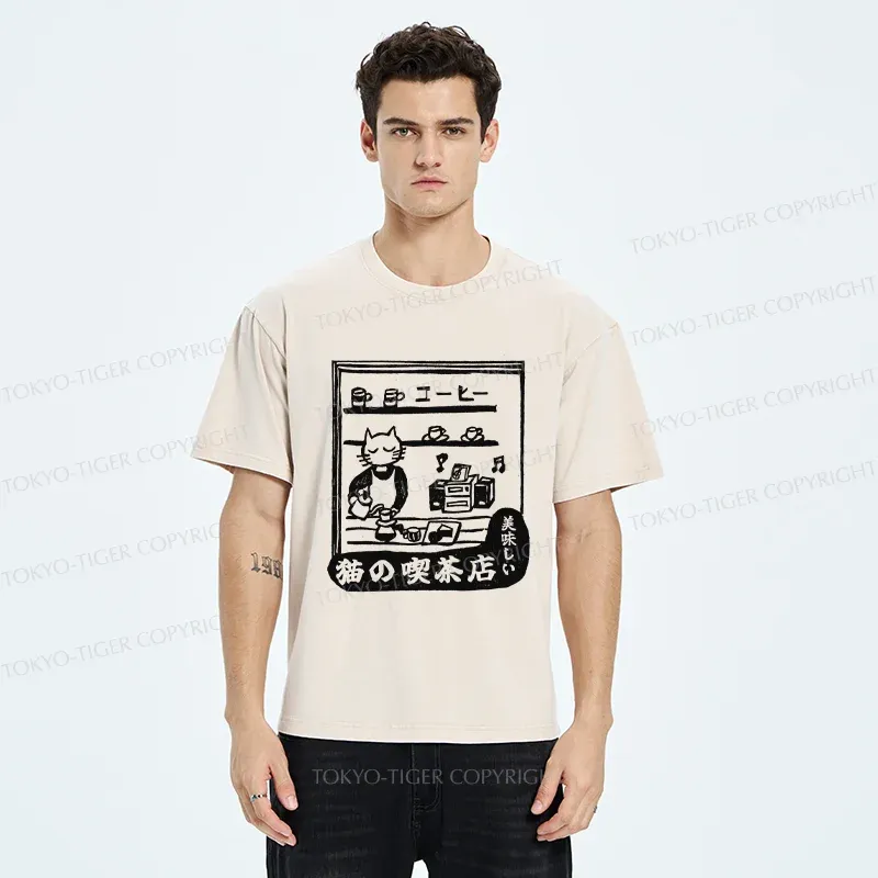 Tokyo-Tiger Cat's Teahouse Washed T-Shirt