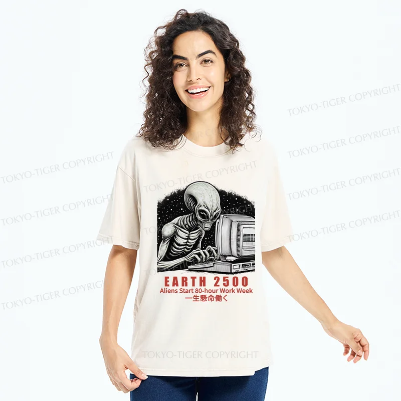 Tokyo-Tiger Alien Work Washed T-Shirt