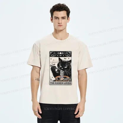 Tokyo-Tiger Cat Loves Ramen Washed T-Shirt