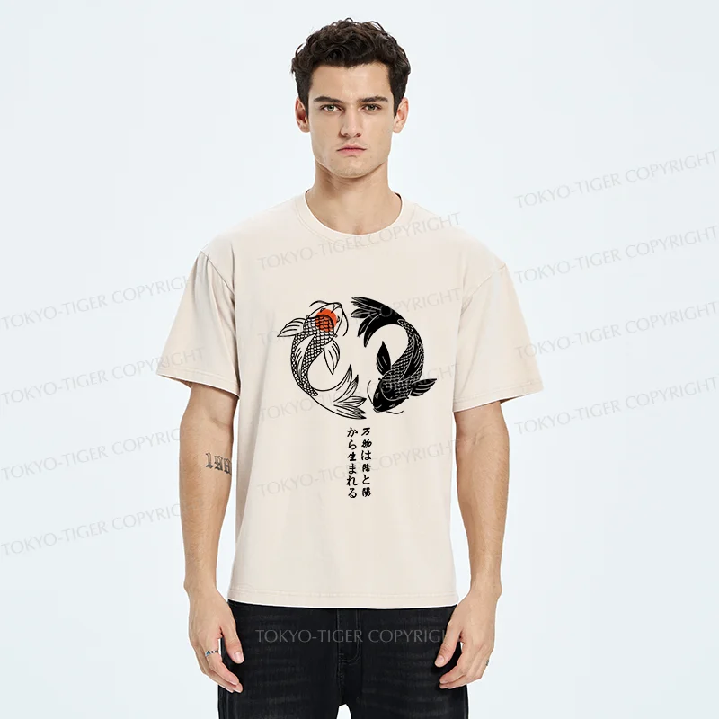 Tokyo-Tiger Japanese Lucky Fish Washed T-Shirt