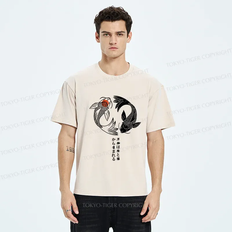 Tokyo-Tiger Japanese Lucky Fish Washed T-Shirt