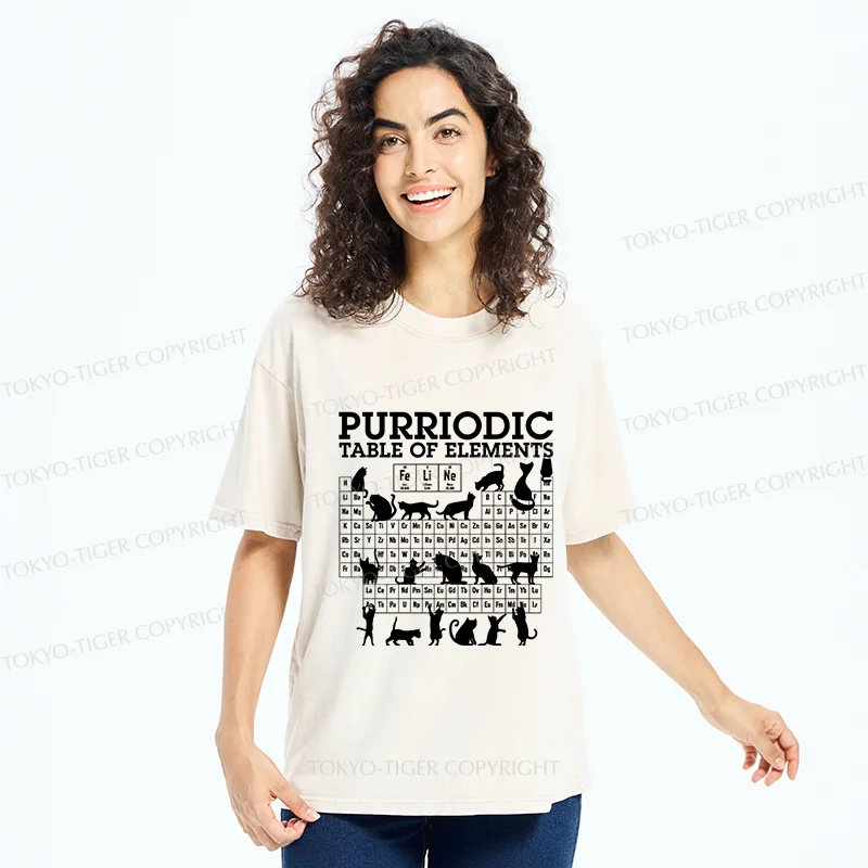 Tokyo-Tiger Cat's Periodic Table Washed T-Shirt