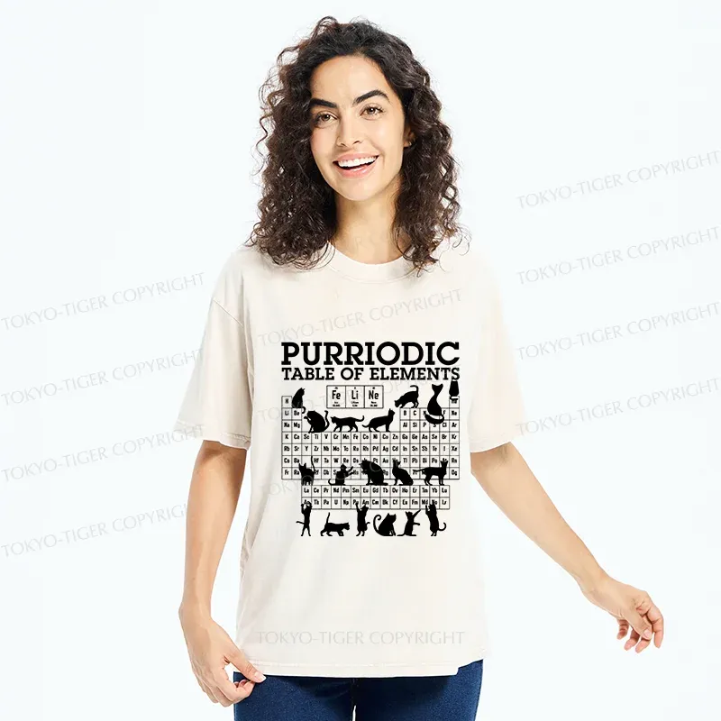 Tokyo-Tiger Cat's Periodic Table Washed T-Shirt