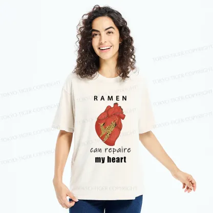 Tokyo-Tiger Ramen Mend My Heart Washed T-Shirt