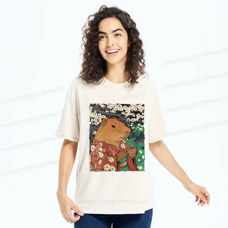 Tokyo-Tiger Japanese Capybara Washed T-Shirt