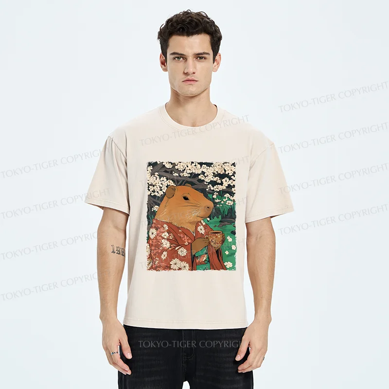 Tokyo-Tiger Japanese Capybara Washed T-Shirt