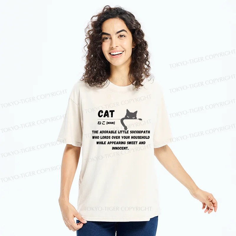 Tokyo-Tiger Definition Of Cat Washed T-Shirt