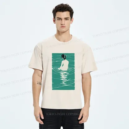 Tokyo-Tiger Woodcut Japanese Art Washed T-Shirt