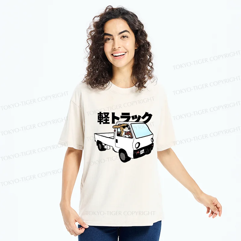 Tokyo-Tiger Beagle Driving A Car Washed T-Shirt