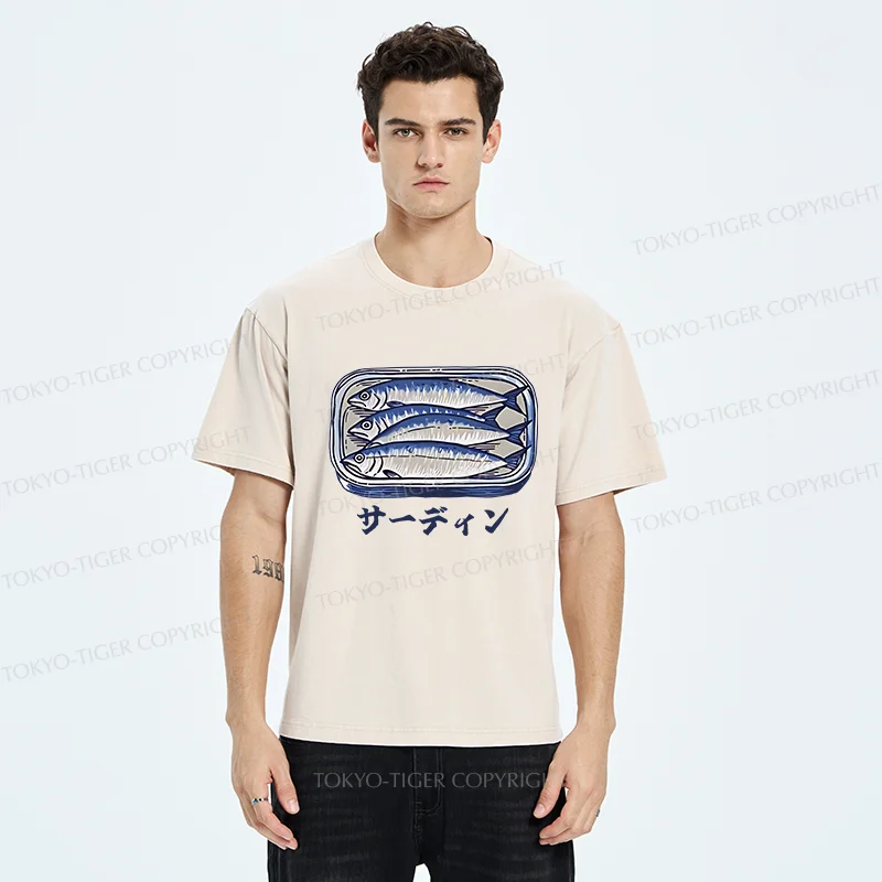 Tokyo-Tiger Sardines Can Vintage Washed T-Shirt