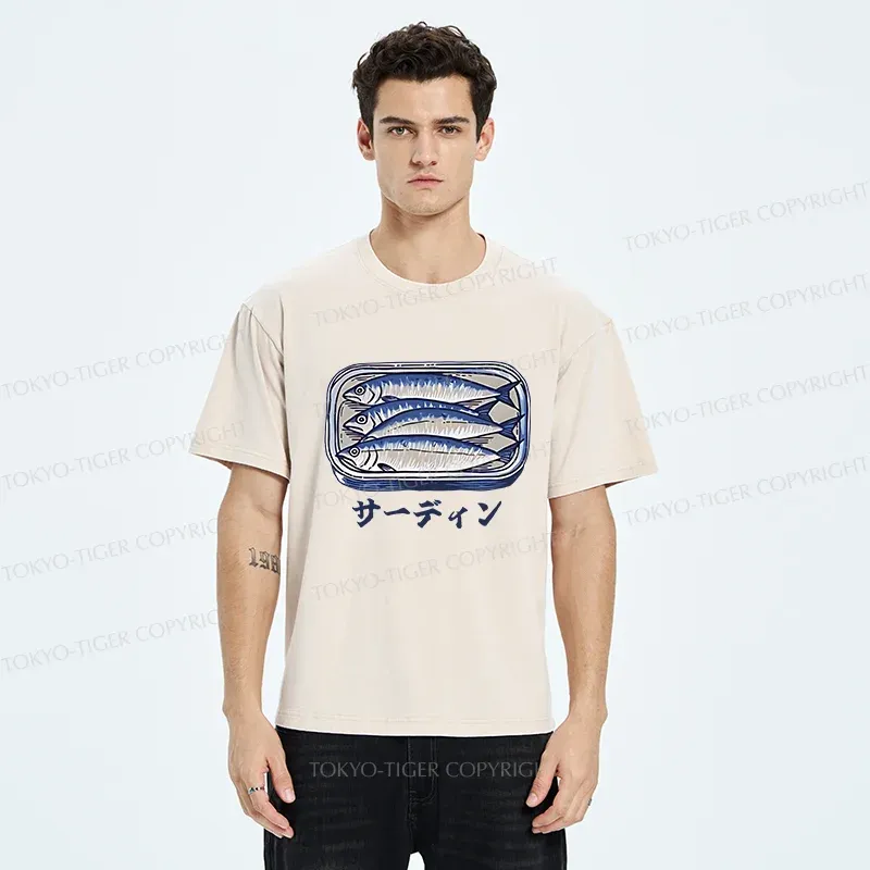 Tokyo-Tiger Sardines Can Vintage Washed T-Shirt