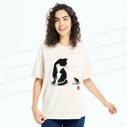 Tokyo-Tiger Cat And Mouse Friendship Washed T-Shirt