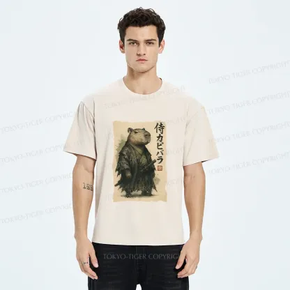 Tokyo-Tiger Capybara Samurai Washed T-Shirt
