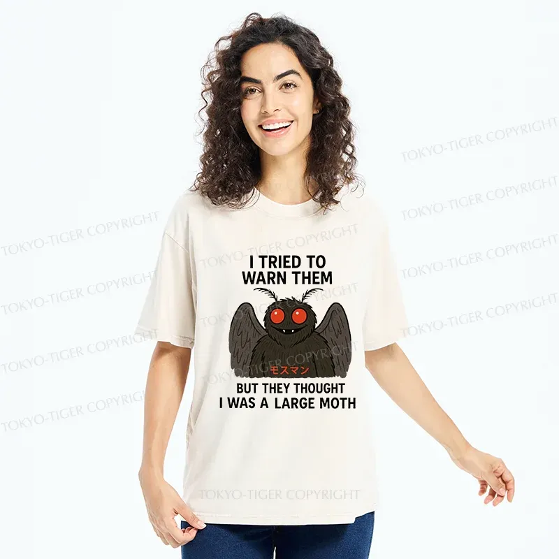 Tokyo-Tiger Funny Mothman Washed T-Shirt