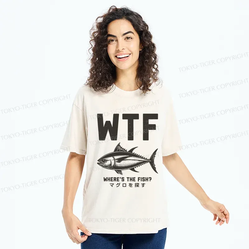 Tokyo-Tiger Finding Tuna Washed T-Shirt