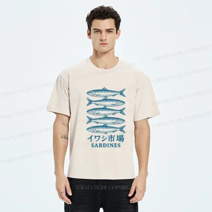 Tokyo-Tiger Japanese Sardines Market Washed T-Shirt