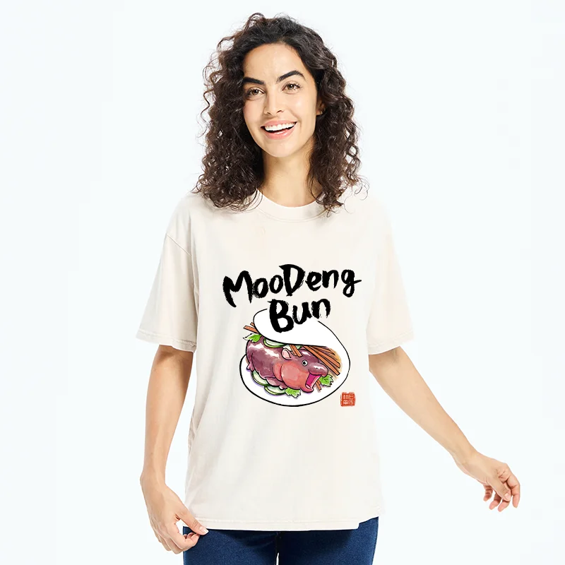 Tokyo-Tiger Delicious Moo Deng Japanese Bun Washed T-Shirt