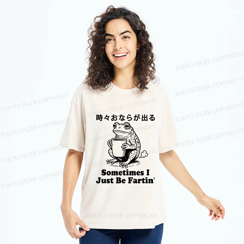 Tokyo-Tiger Farting Frog Washed T-Shirt