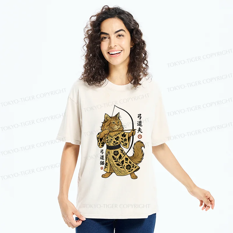 Tokyo-Tiger Archery Cat Washed T-Shirt